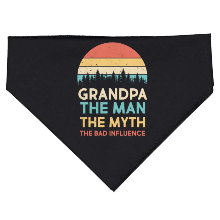 Vintage Grandpa Man Myth The Bad Influence USA-Made Doggie Bandana