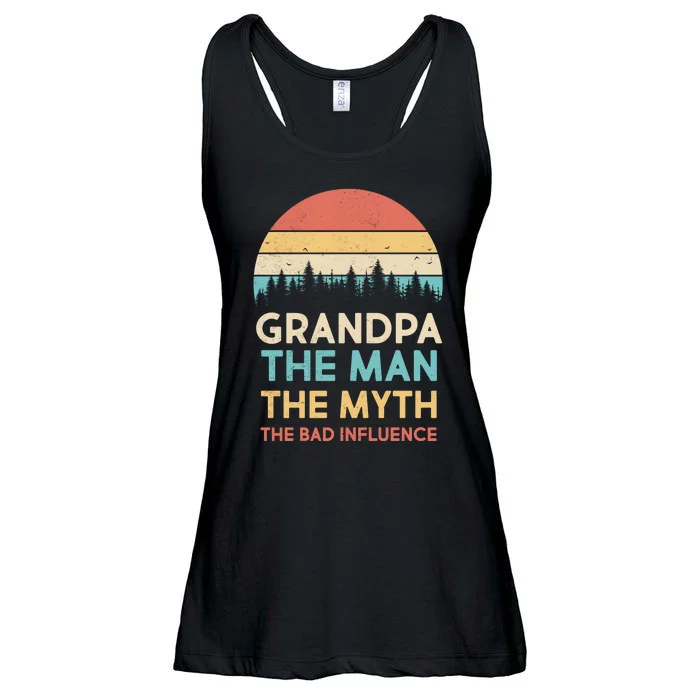 Vintage Grandpa Man Myth The Bad Influence Ladies Essential Flowy Tank