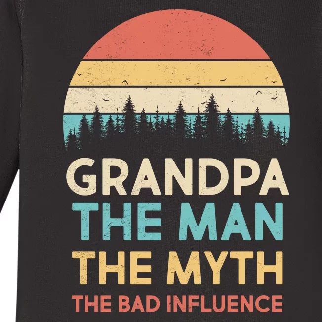 Vintage Grandpa Man Myth The Bad Influence Baby Long Sleeve Bodysuit