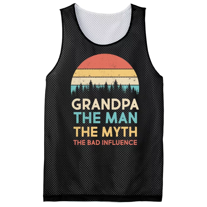 Vintage Grandpa Man Myth The Bad Influence Mesh Reversible Basketball Jersey Tank