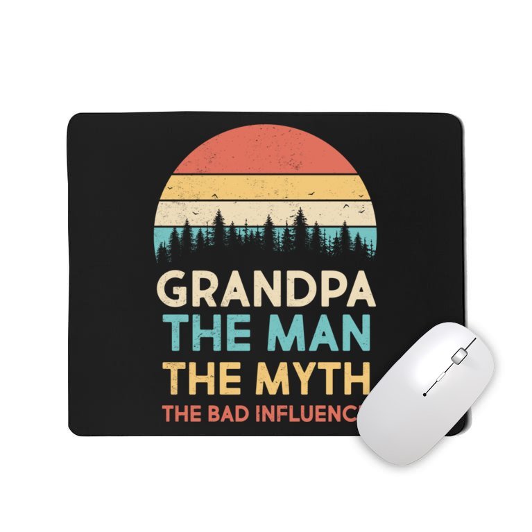 Vintage Grandpa Man Myth The Bad Influence Mousepad