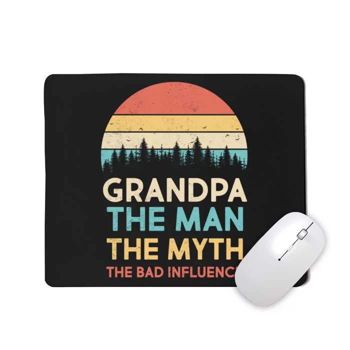 Vintage Grandpa Man Myth The Bad Influence Mousepad