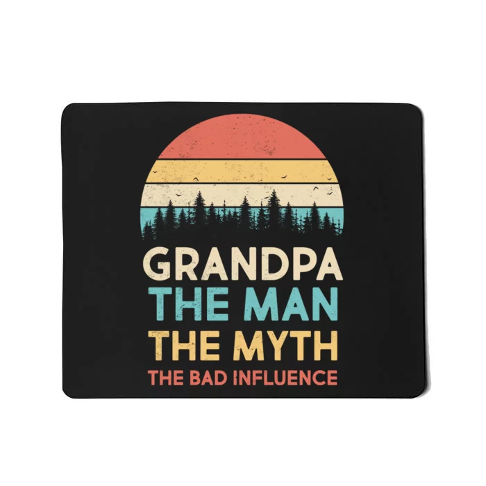 Vintage Grandpa Man Myth The Bad Influence Mousepad