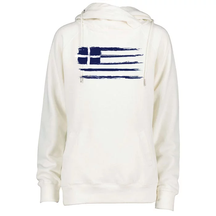 Vintage Greece Flag Womens Funnel Neck Pullover Hood