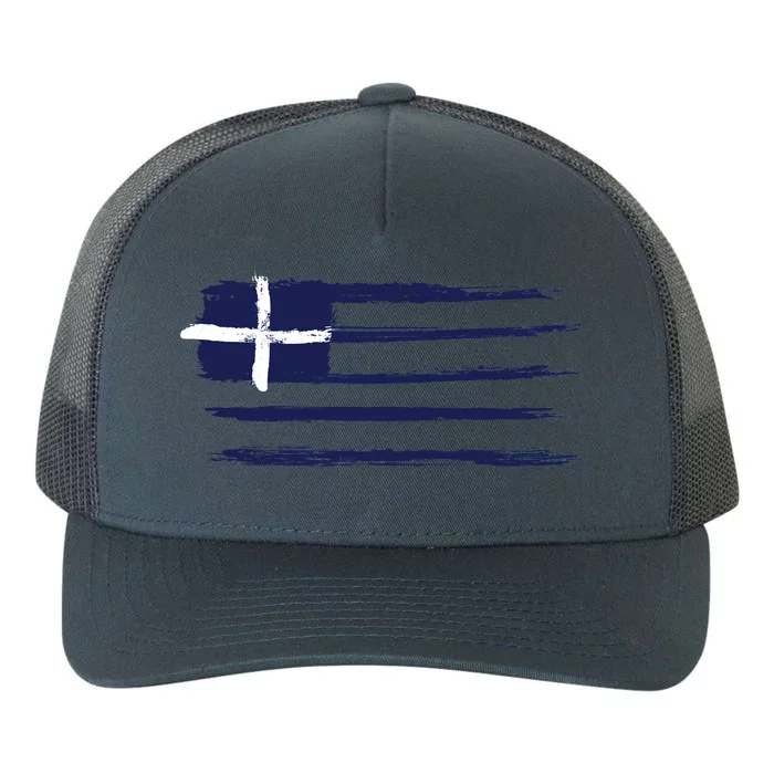 Vintage Greece Flag Yupoong Adult 5-Panel Trucker Hat