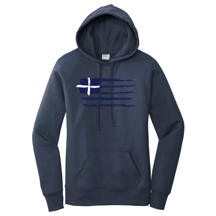 Vintage Greece Flag Women's Pullover Hoodie