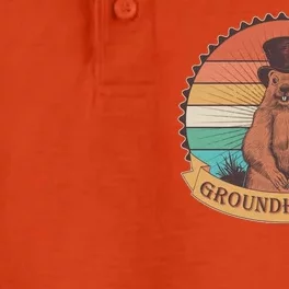 Vintage Groundhog Day Emblem Dry Zone Grid Performance Polo