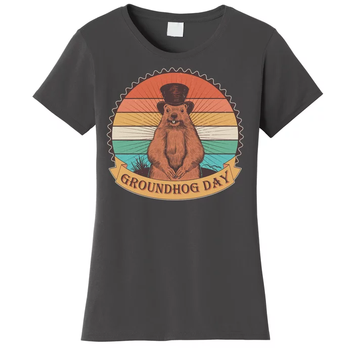 Vintage Groundhog Day Emblem Women's T-Shirt