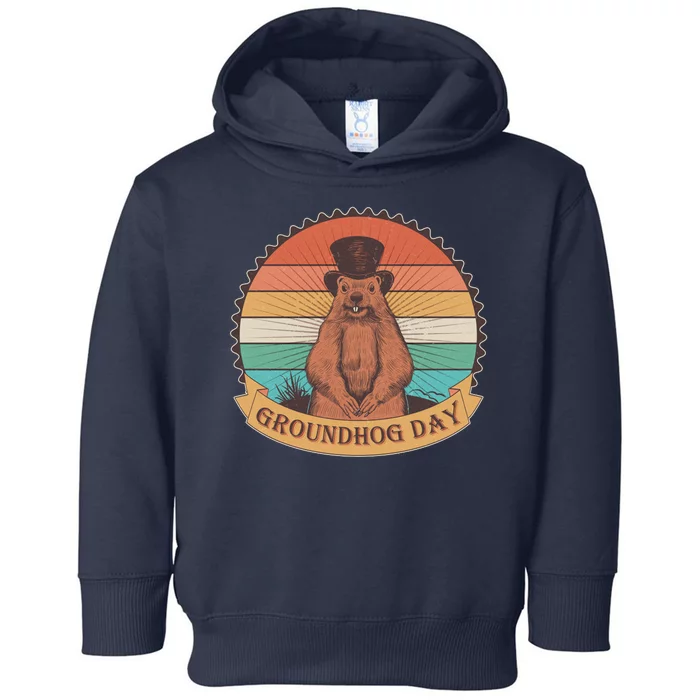 Vintage Groundhog Day Emblem Toddler Hoodie