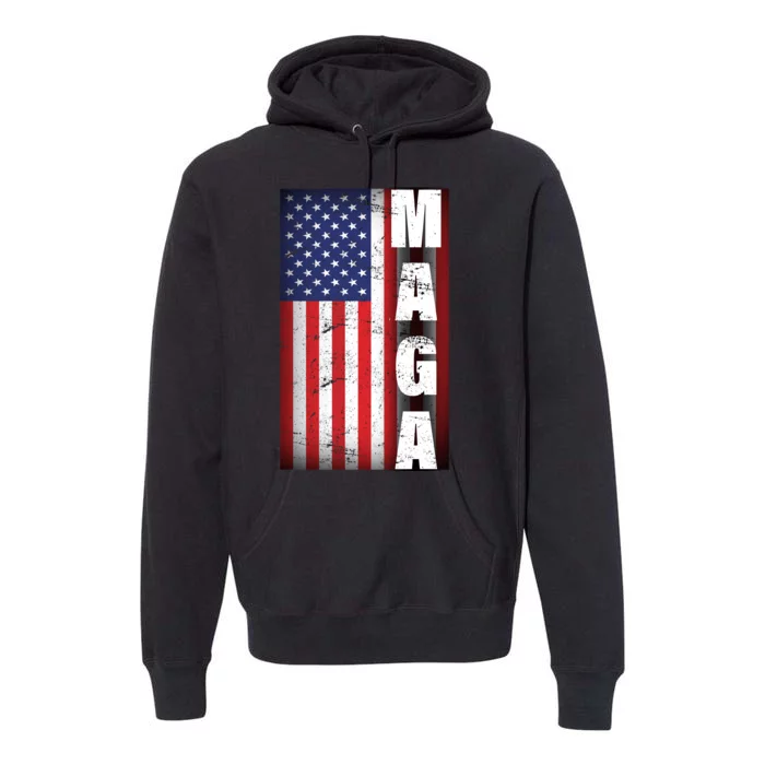 Vintage Grunge MAGA American Flag Premium Hoodie