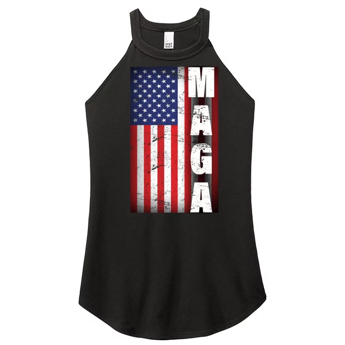 Vintage Grunge MAGA American Flag Women’s Perfect Tri Rocker Tank