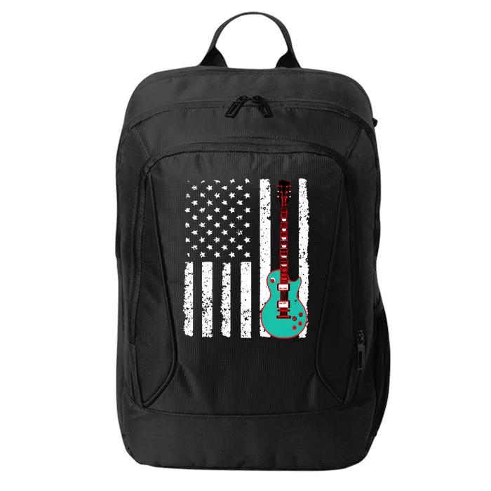 Vintage Guitar American Flag City Backpack