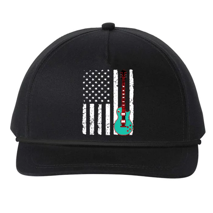 Vintage Guitar American Flag Snapback Five-Panel Rope Hat