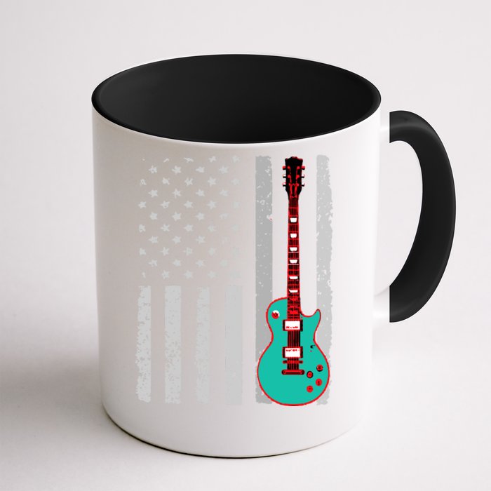 Vintage Guitar American Flag Front & Back Coffee Mug