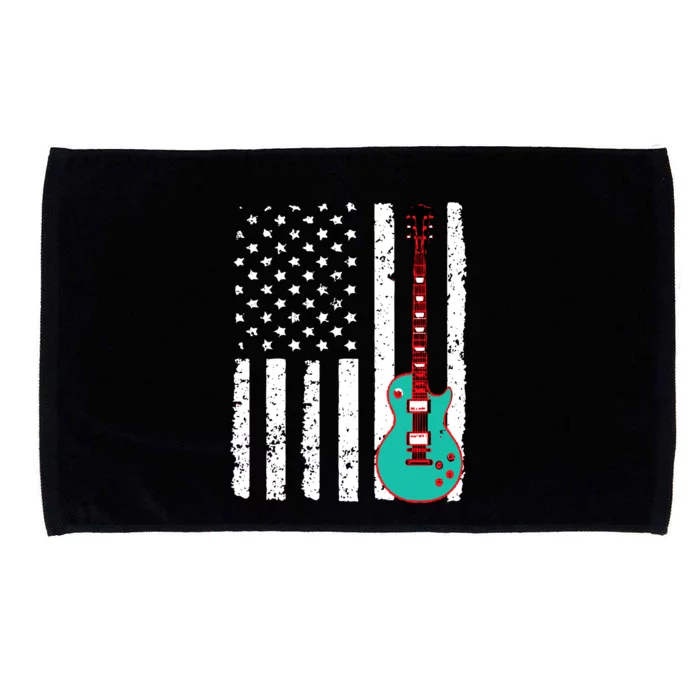 Vintage Guitar American Flag Microfiber Hand Towel