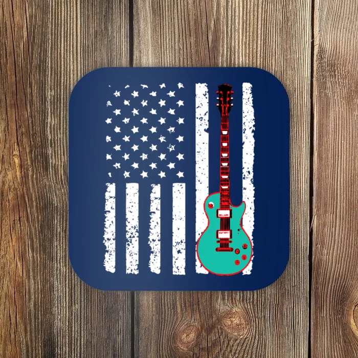 Vintage Guitar American Flag Coaster