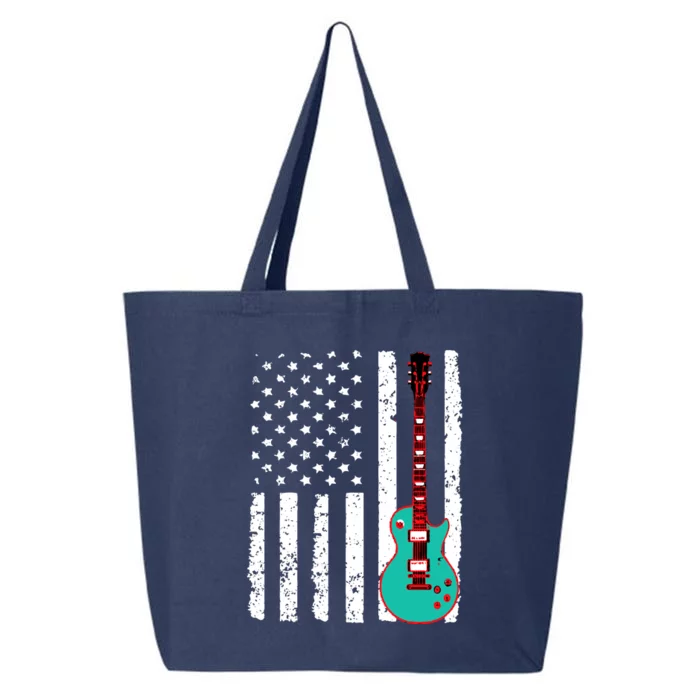 Vintage Guitar American Flag 25L Jumbo Tote