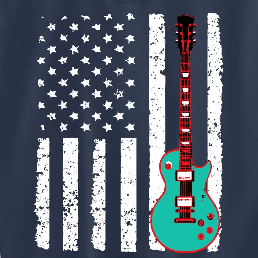 Vintage Guitar American Flag Kids Sweatshirt