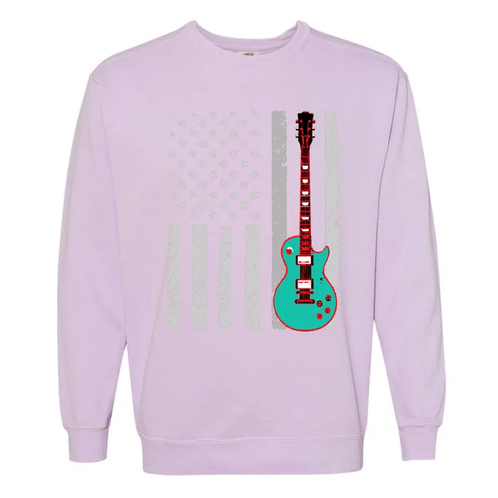 Vintage Guitar American Flag Garment-Dyed Sweatshirt