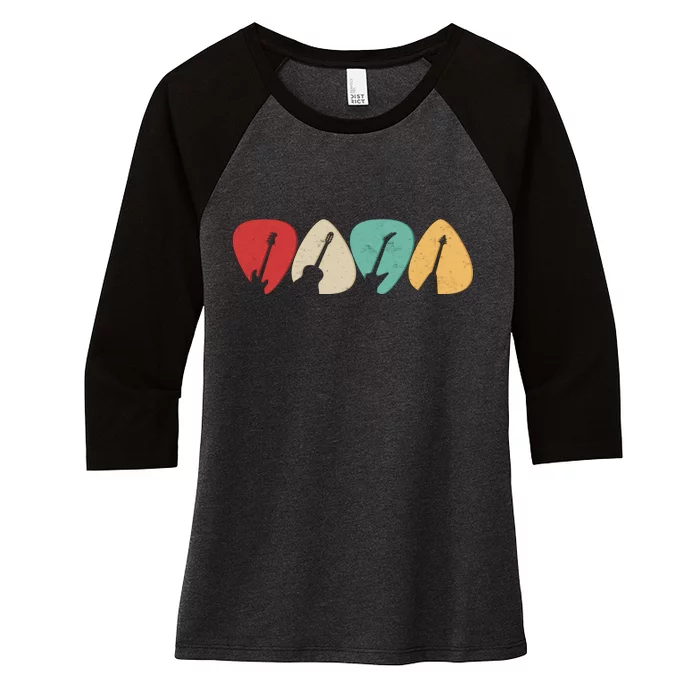 Vintage Guitar Picks Women's Tri-Blend 3/4-Sleeve Raglan Shirt