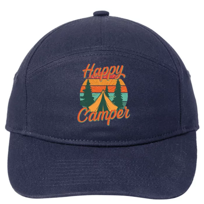 Vintage Happy Camper Emblem 7-Panel Snapback Hat