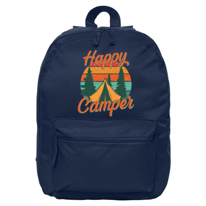 Vintage Happy Camper Emblem 16 in Basic Backpack