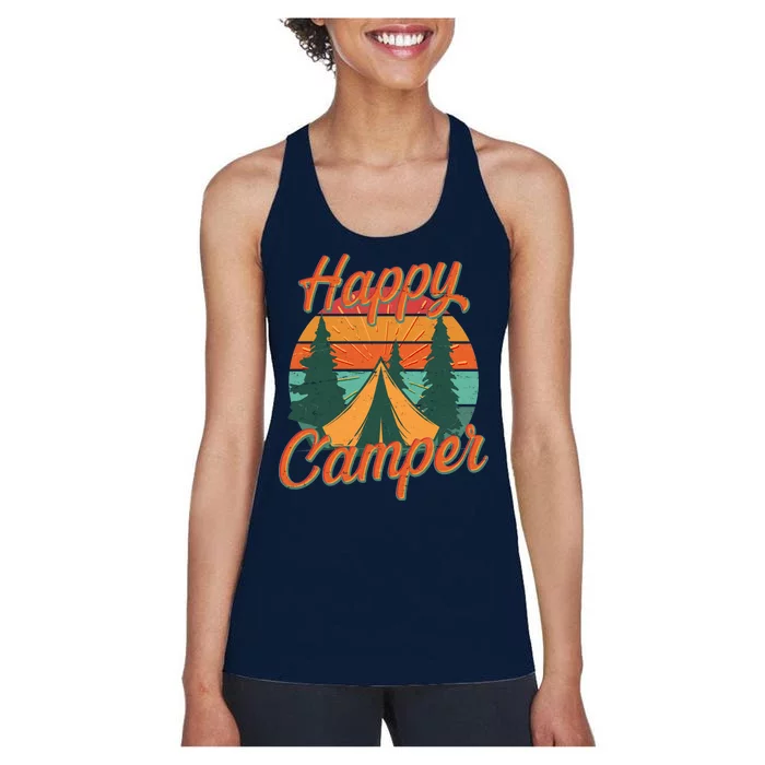 Vintage Happy Camper Emblem Women's Racerback Tank