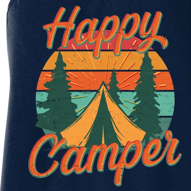 Vintage Happy Camper Emblem Women's Racerback Tank