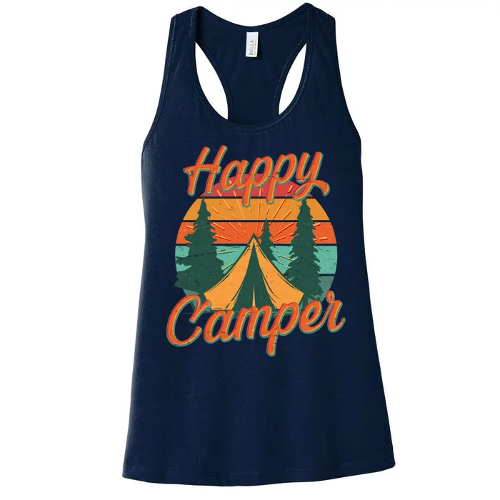 Vintage Happy Camper Emblem Women's Racerback Tank