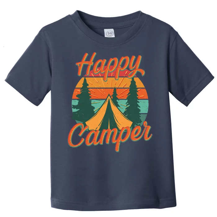 Vintage Happy Camper Emblem Toddler T-Shirt