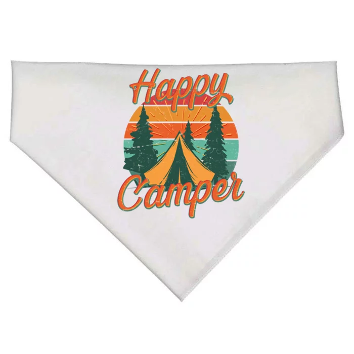 Vintage Happy Camper Emblem USA-Made Doggie Bandana