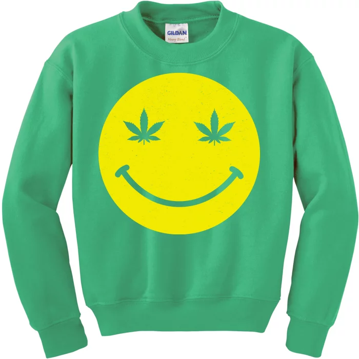 Vintage Happy Pot Smiley Face Kids Sweatshirt