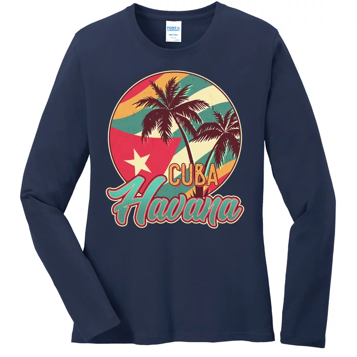 Vintage Havana Cuba Emblem Ladies Long Sleeve Shirt