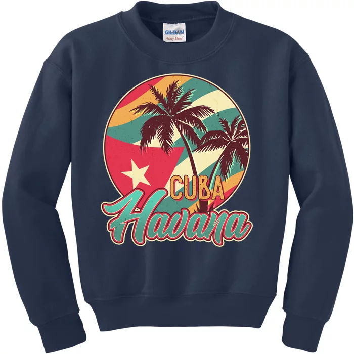 Vintage Havana Cuba Emblem Kids Sweatshirt