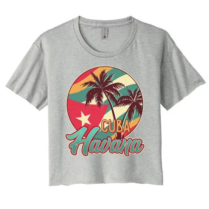 Vintage Havana Cuba Emblem Women's Crop Top Tee