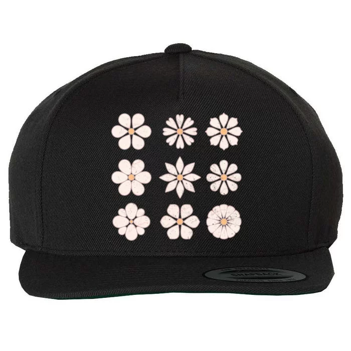 Vintage Hippie Flower Pattern Wool Snapback Cap