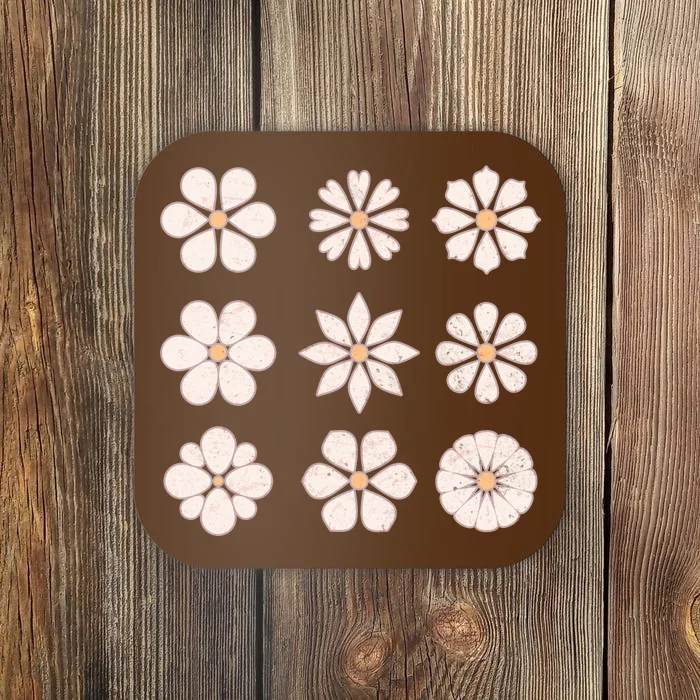 Vintage Hippie Flower Pattern Coaster