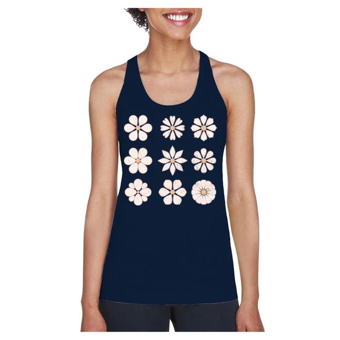 Vintage Hippie Flower Pattern Women's Racerback Tank