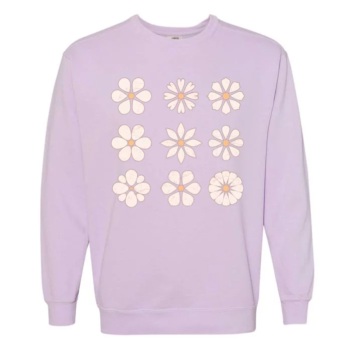 Vintage Hippie Flower Pattern Garment-Dyed Sweatshirt