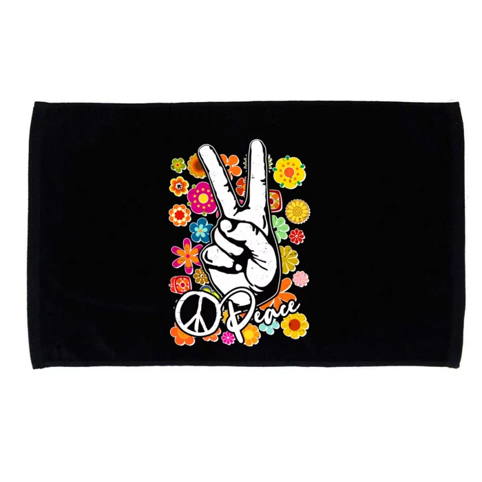 Vintage Hippie Peace Symbols Microfiber Hand Towel