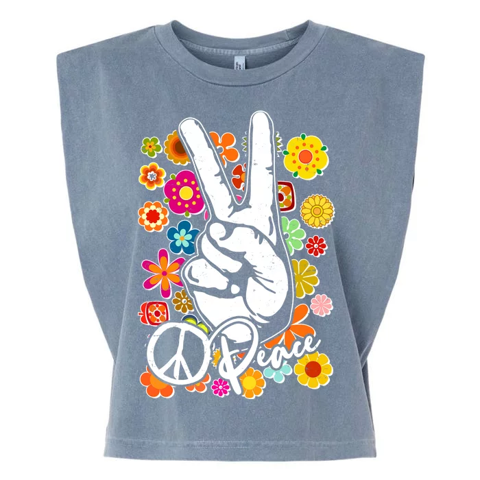 Vintage Hippie Peace Symbols Garment-Dyed Women's Muscle Tee