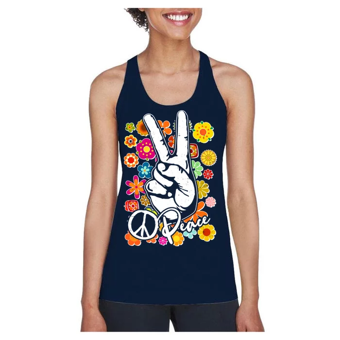 Vintage Hippie Peace Symbols Women's Racerback Tank