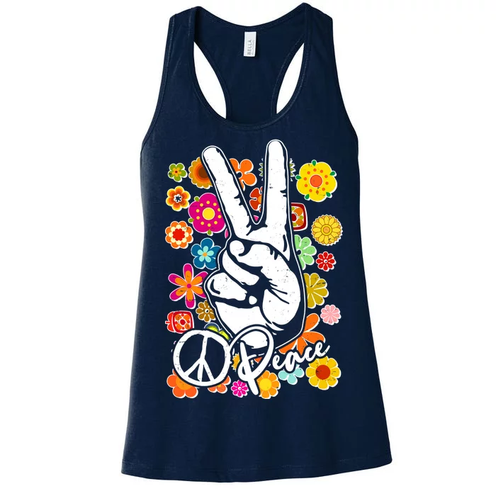 Vintage Hippie Peace Symbols Women's Racerback Tank