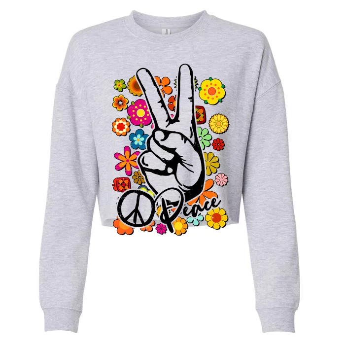 Vintage Hippie Peace Symbols Cropped Pullover Crew