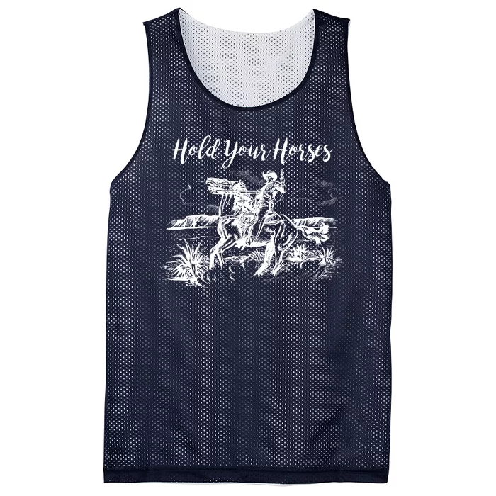 Vintage Hold Your Horses Western Cowboy Mesh Reversible Basketball Jersey Tank