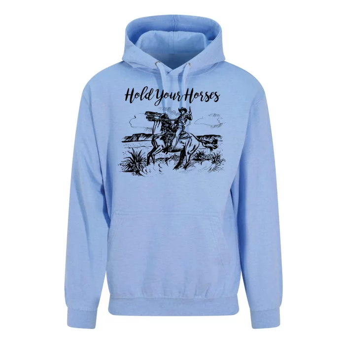 Vintage Hold Your Horses Western Cowboy Unisex Surf Hoodie