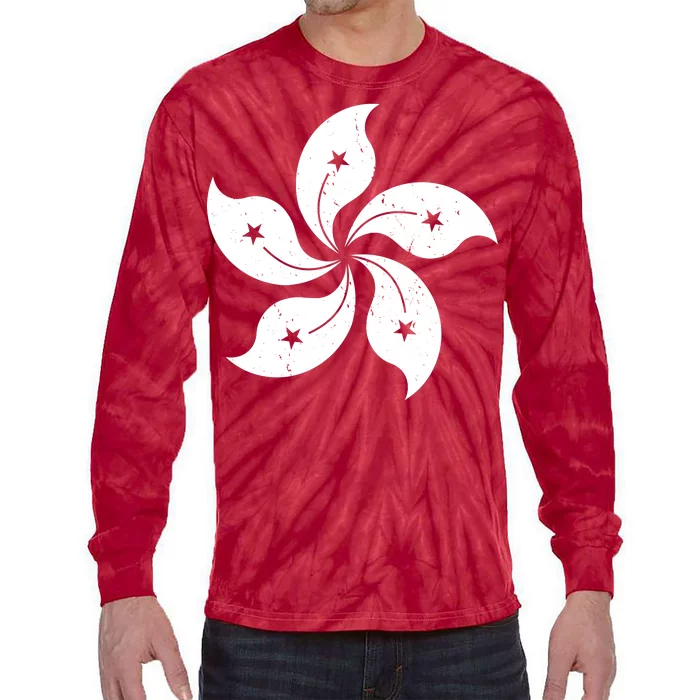 Vintage Hong Kong Flag Tie-Dye Long Sleeve Shirt