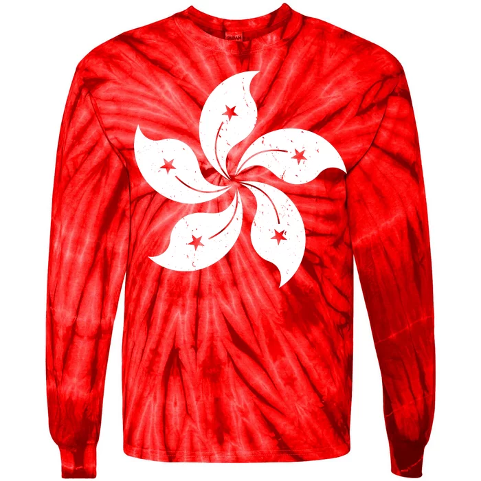 Vintage Hong Kong Flag Tie-Dye Long Sleeve Shirt