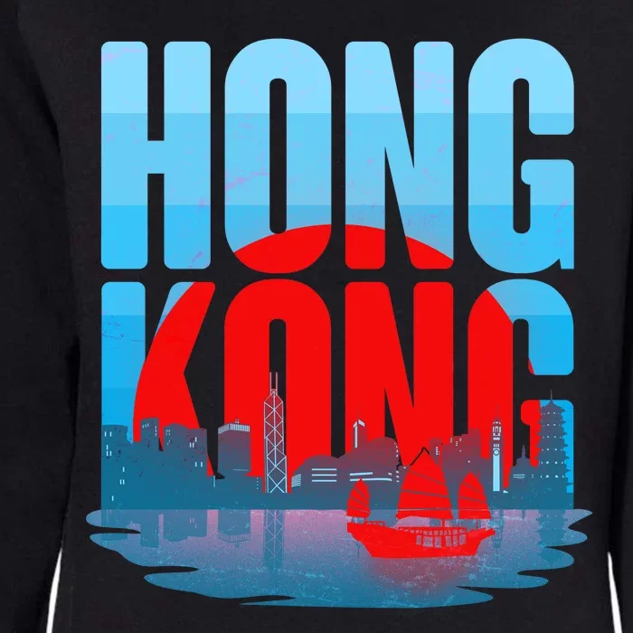 Vintage Hong Kong Skyline Womens California Wash Sweatshirt