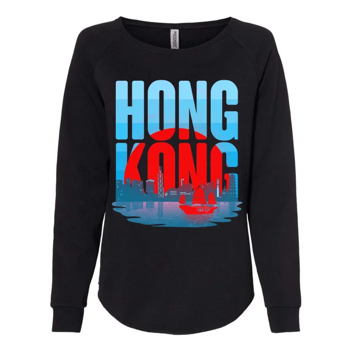 Vintage Hong Kong Skyline Womens California Wash Sweatshirt